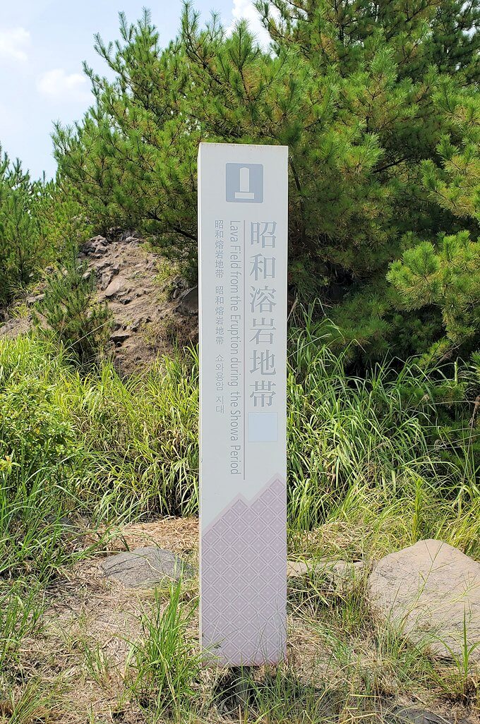 桜島26号線沿いにあった「昭和溶岩地帯」の展望台の案内