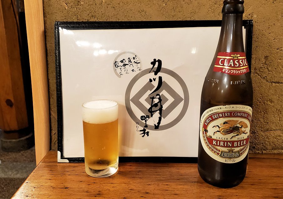 岡山市　カツ丼野村　店舗　瓶ビール