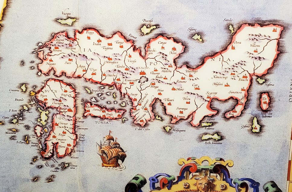 高知城歴史博物館　戦国時代にポルトガル人が描かれた土佐の古地図