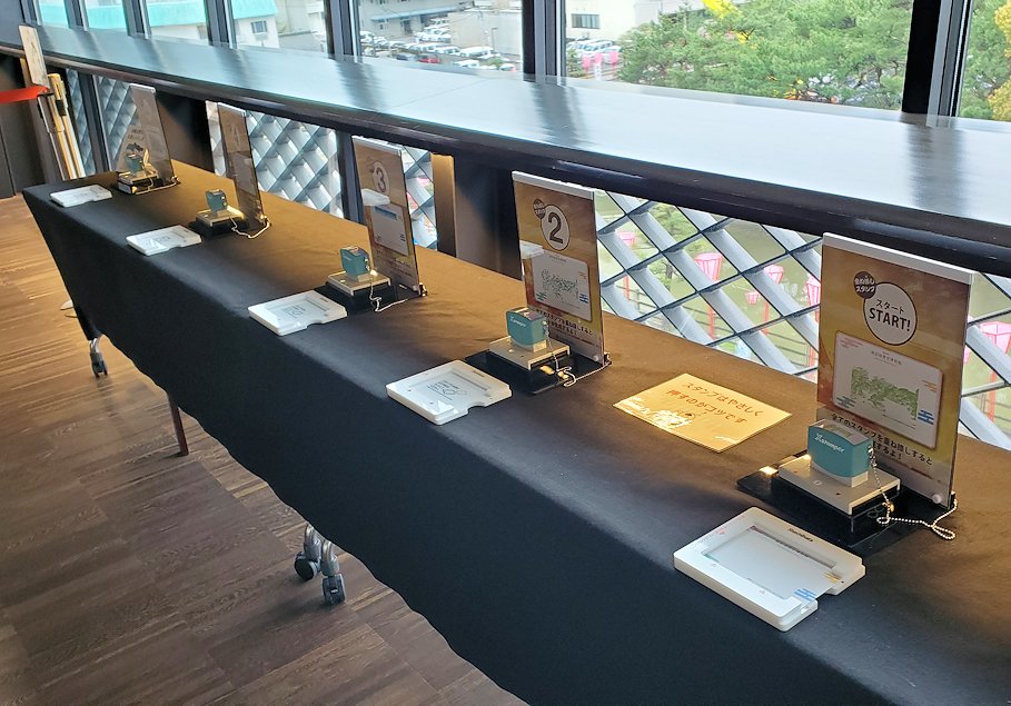 高知城歴史博物館　3階　展望ロビーのスタンプ　テーブル