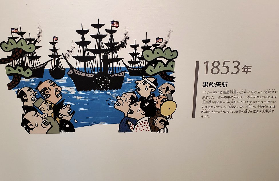 高知市　桂浜　坂本龍馬記念館　歴史説明パネル　黒船来航