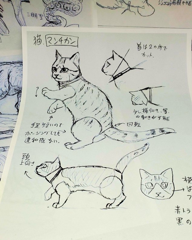 高知県南国市　海洋堂SpaceFactoryなんこく　模型製作図案　猫
