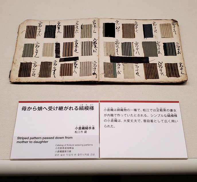 島根県松江市　松江歴史館 　綿織物の縞模様