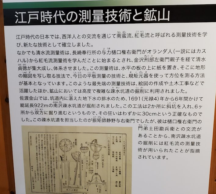島根県太田市　大森町　石見銀山資料館　江戸時代の測量技術の説明