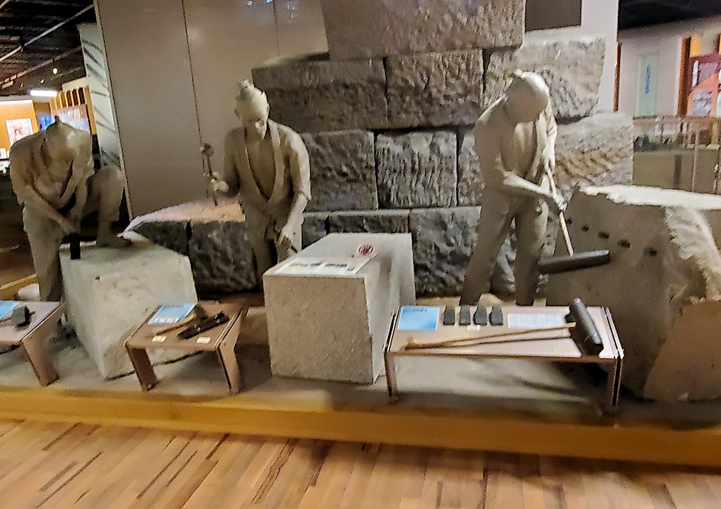 鹿児島市　石橋記念公園　資料館　石材を整える人の模型