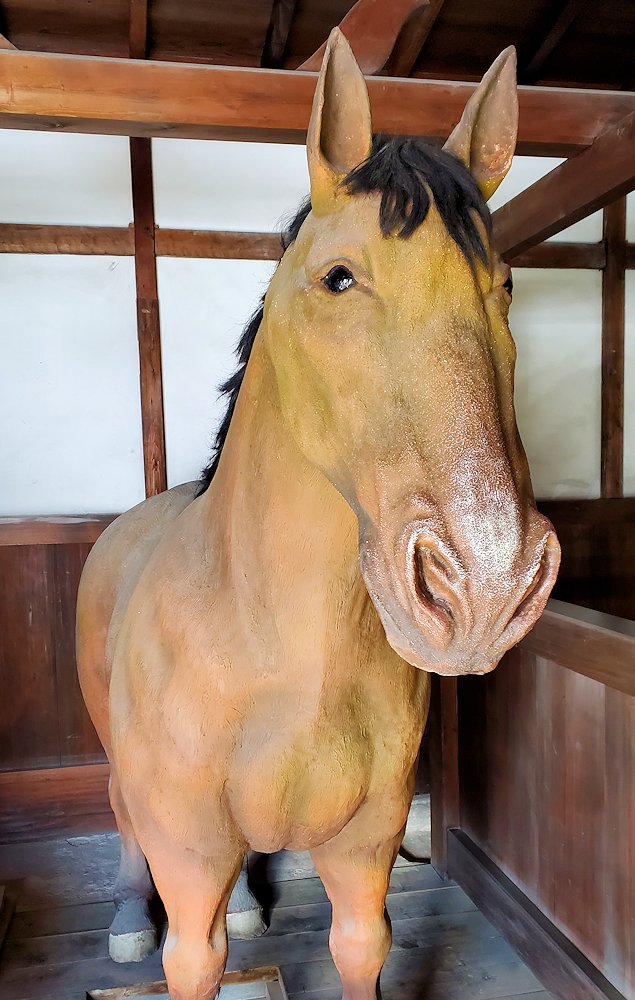 彦根城　馬屋　内部　馬の模型