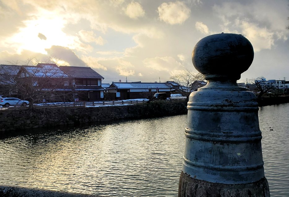 彦根城　二ノ丸跡　京橋から眺める夕陽
