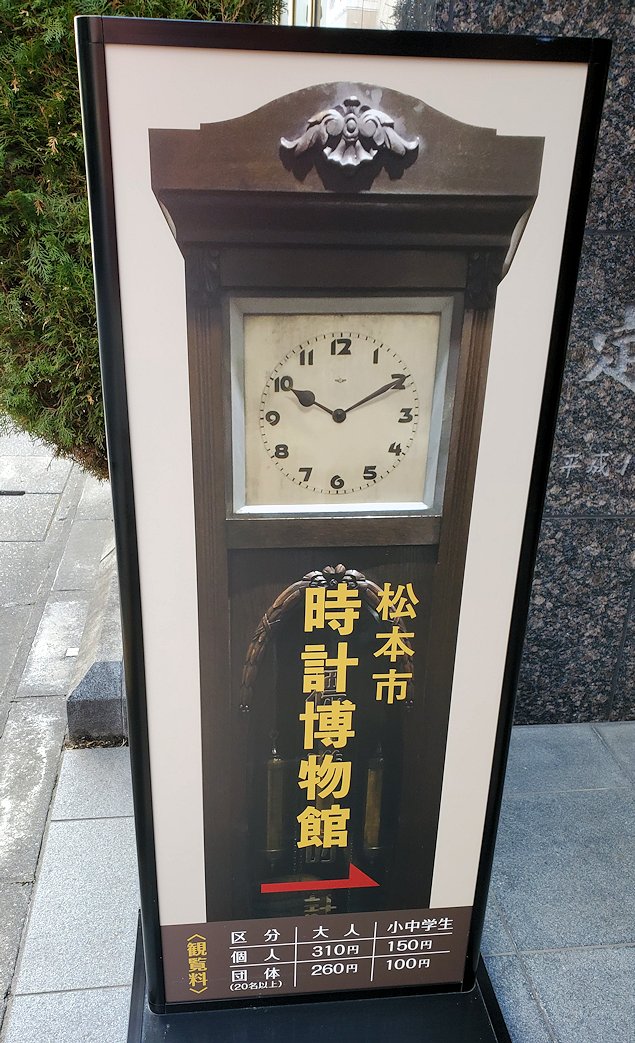 松本市　松本市時計博物館　看板