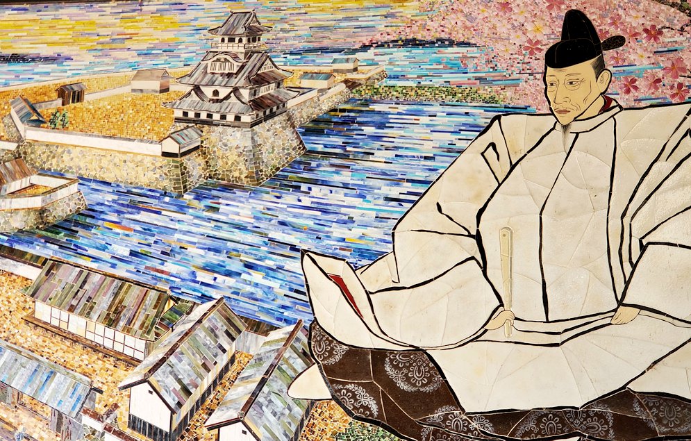 JR長浜駅構内に描かれていた、秀吉のモザイク画