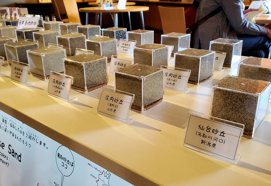鳥取砂丘　「鳥取砂丘ビジターセンター」　展示資料　全国の砂丘の砂サンプル