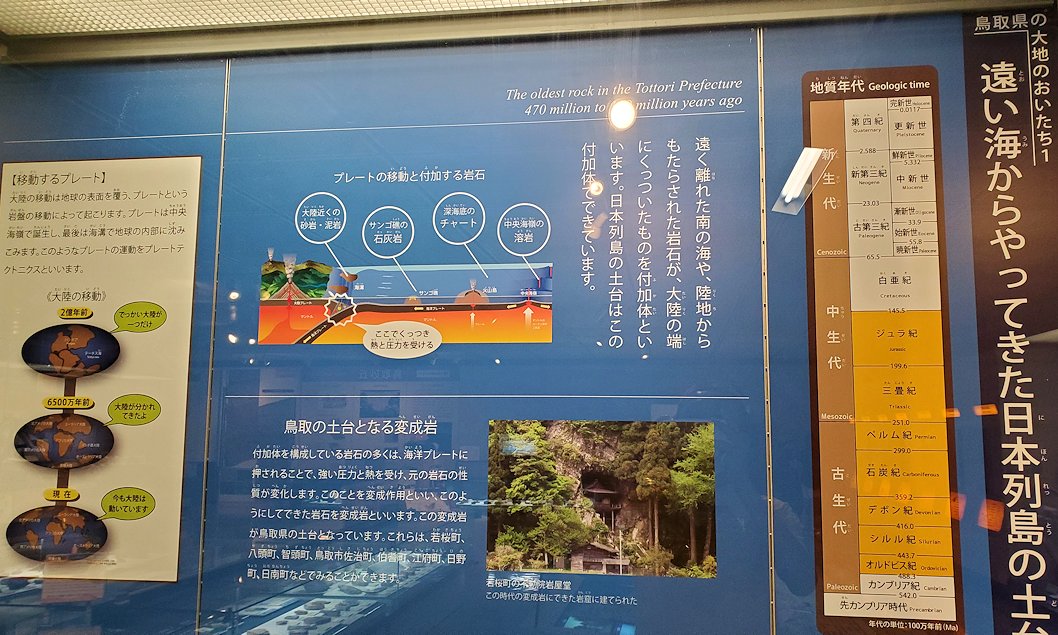 鳥取県立博物館　常設展示室　鳥取県の生い立ち説明