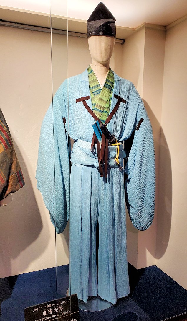 岐阜城資料館内　「麒麟が来る」で使われた衣装の展示