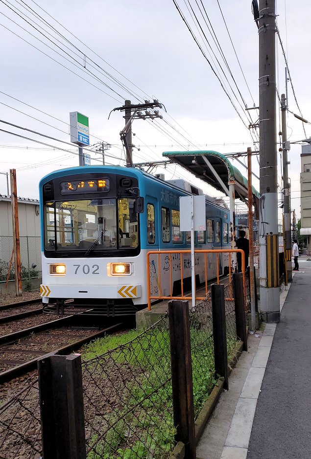 阪堺電車　「今船駅」に到着した電車
