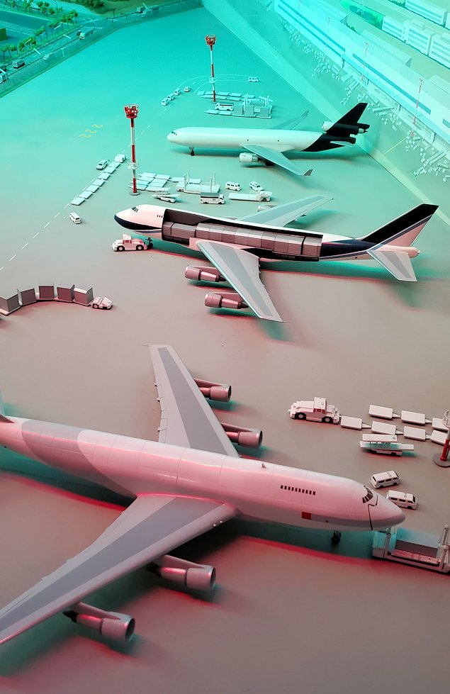 品川区　物流博物館　展示室　港の模型　貨物飛行機