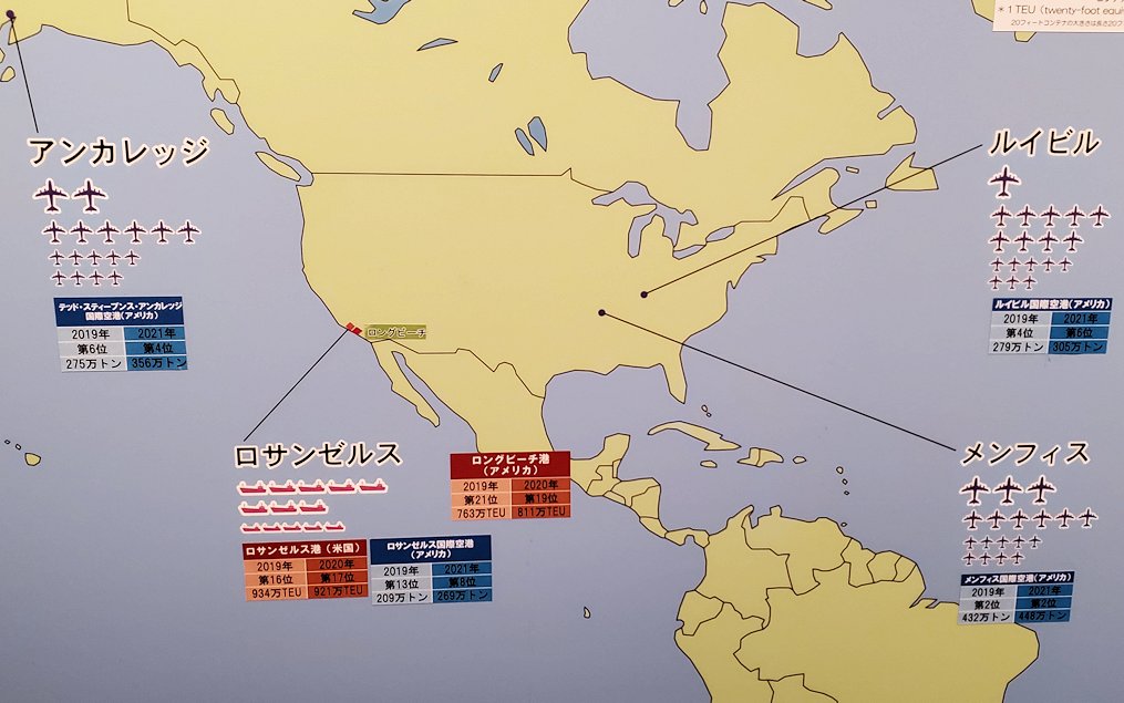 品川区　物流博物館　展示室　世界の港一覧　アメリカ大陸