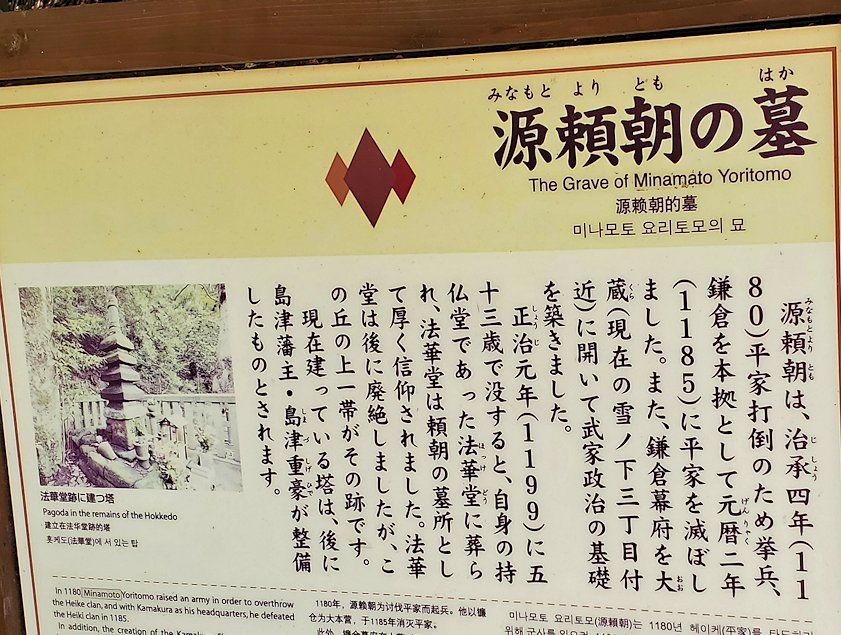 鎌倉市　法華堂跡　「源頼朝の墓」入口　看板