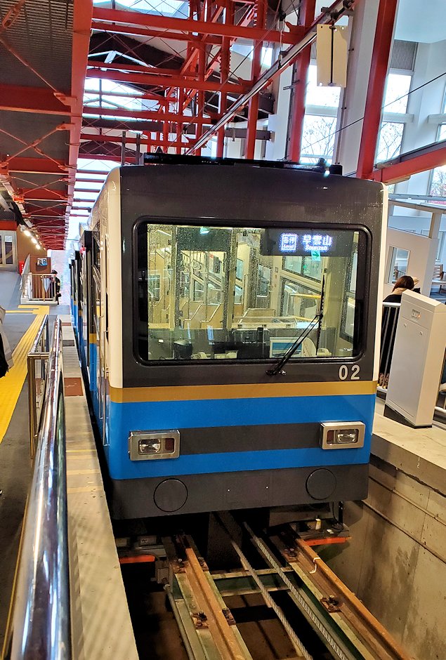 箱根登山電車　早雲山駅に到着したケーブルカー　