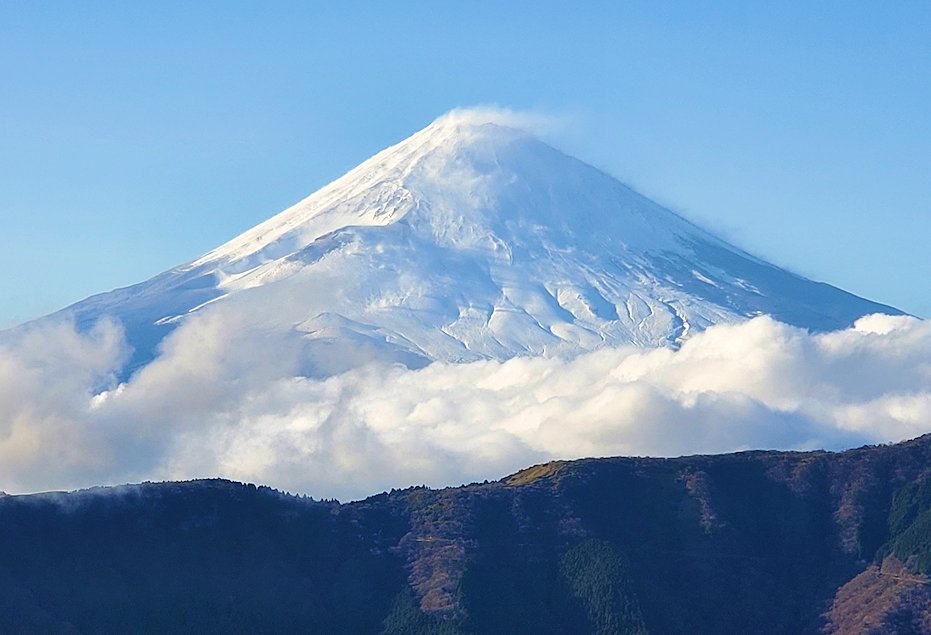 箱根　大涌谷　「自然研究路引率入場」　２号シェルター　富士山