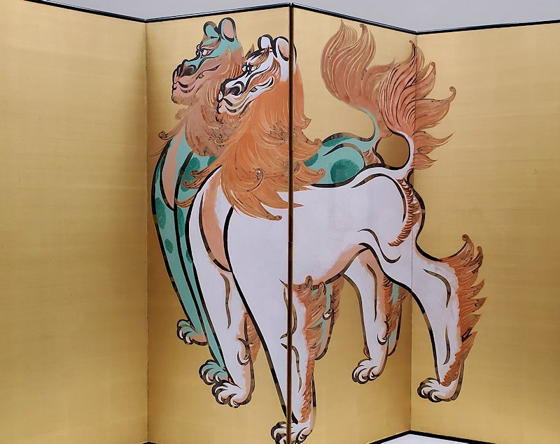 上野　国立博物館本館　『唐獅子』屏風　前田青邨　