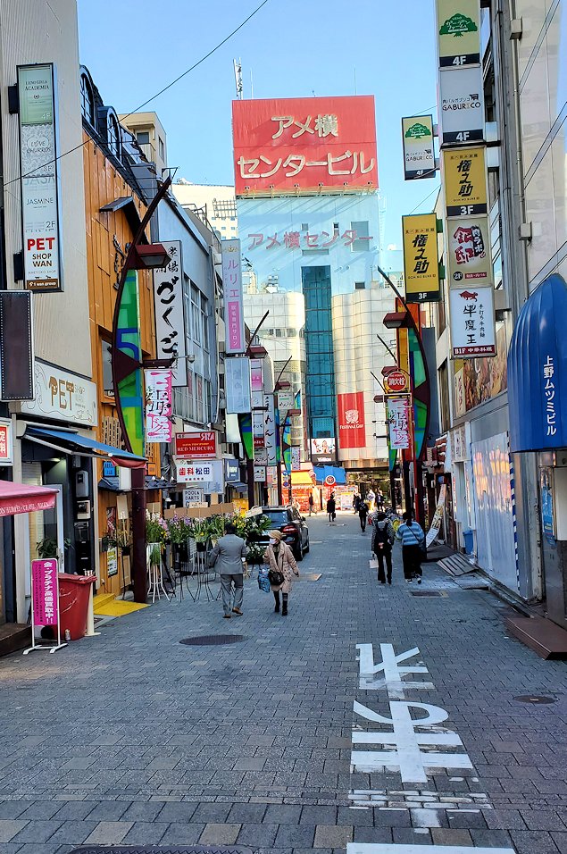 東京　上野の街　アメ横商店街に向かう道