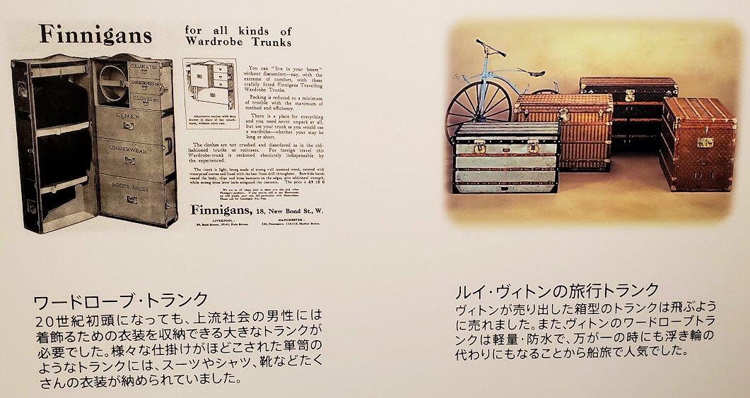 東京台東区　世界のカバン博物館　鞄の歴史説明パネル「20世紀初頭のトランク」
