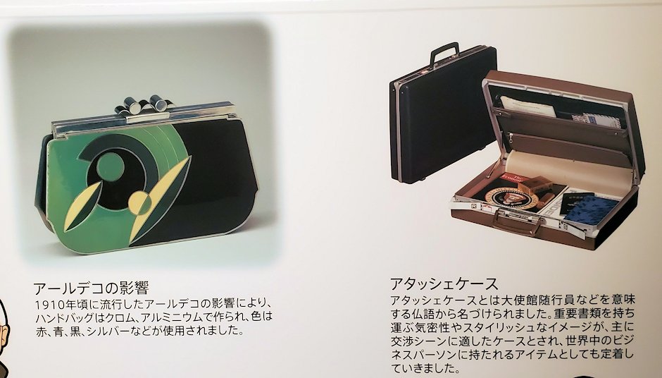東京台東区　世界のカバン博物館　鞄の歴史説明パネル「アタッシュケースの誕生」