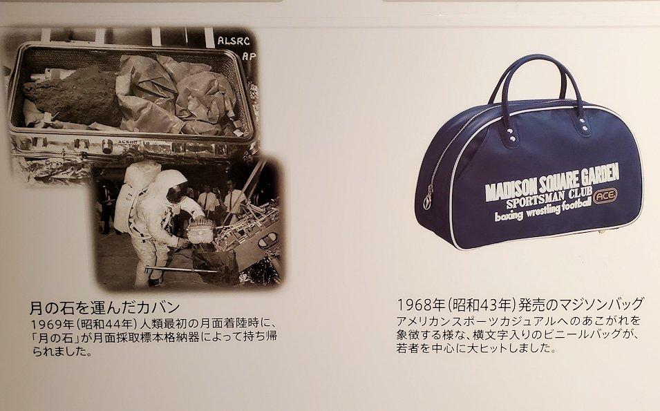 東京台東区　世界のカバン博物館　鞄の歴史説明パネル「マジソンバック」